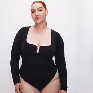 New —Good American Stretch Jersey U-ring Bodysuit